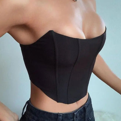 Velvet Off-Shoulder Corset Crop Top