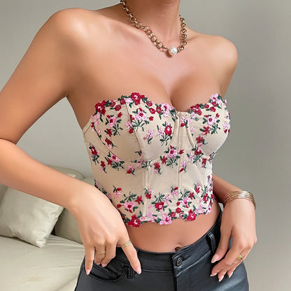 Y2K Floral Lace Corset Top