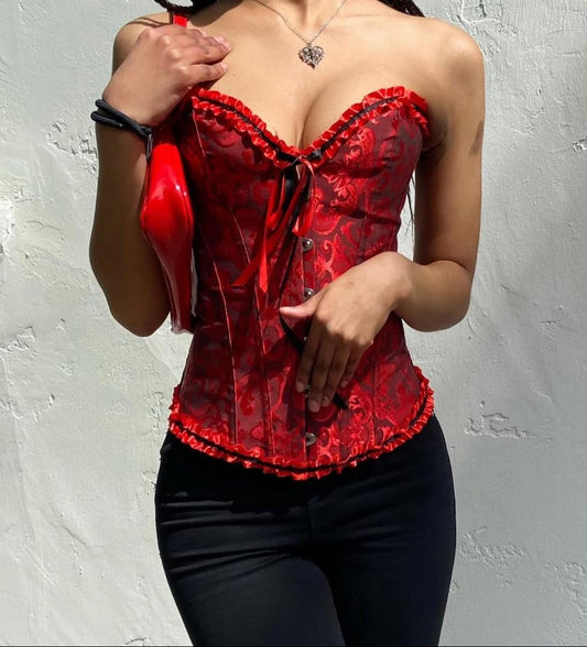 Vintage Floral Lace Overbust Corset